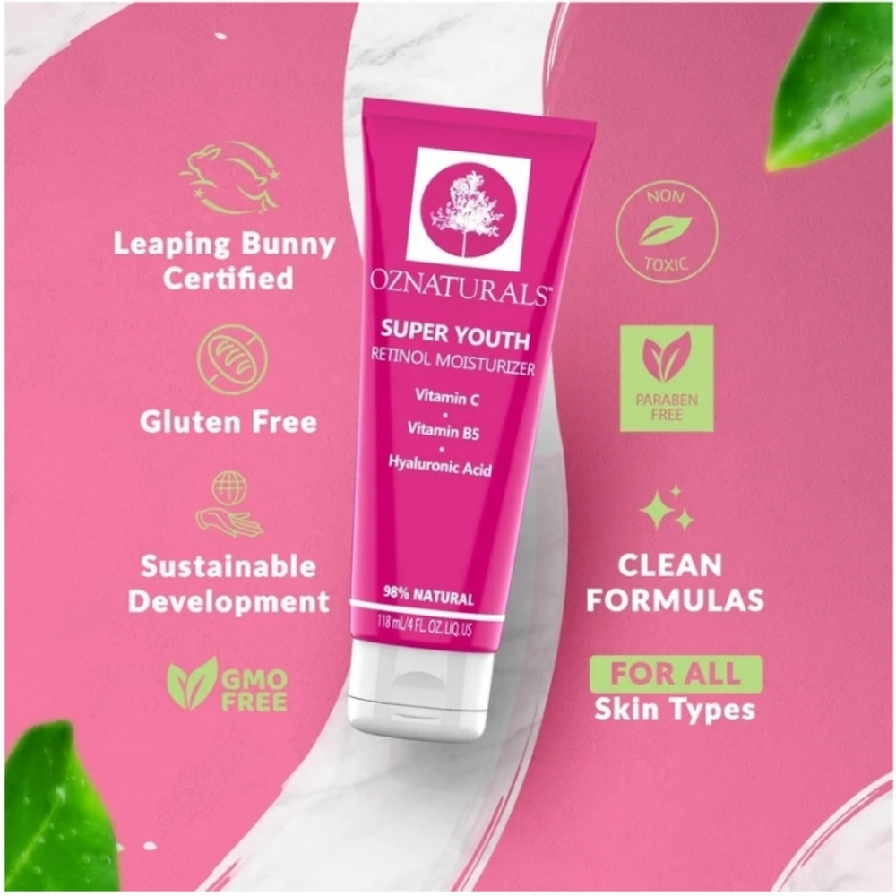 NIB OZNaturals Super Youth Retinol Facial Moisturizer, 4 oz Moisturizer